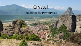  Presentation with rocks - Colorful presentation enhanced with meteora rocks landscape view near backdrop and a light blue colored foreground