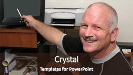  Presentation with monitor computer - Presentation having meteorologist pointing to his computer background and a  colored foreground