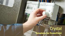  Presentation with electricity metering - Audience pleasing PPT theme consisting of meter - electricity power control and metering backdrop and a violet colored foreground