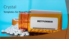  Presentation with medical pills - Slides enhanced with metformin-white-medical-pills background and a arctic colored foreground