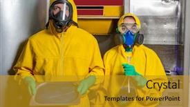  Presentation with man joined woman - Audience pleasing PPT theme consisting of methamphetamine - man and woman cooking meth backdrop and a gold colored foreground