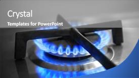  Presentation with blue gas flame - Beautiful slide deck featuring methane - flame of kitchen gas stove backdrop and a gray colored foreground