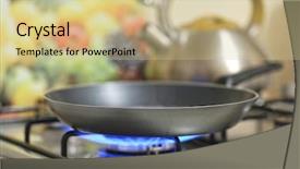  Presentation with methane - Theme having methane - frying pan on a stove background and a soft green colored foreground