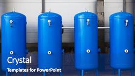  Presentation with methane - PPT theme having methane - gas tanks in a modern background and a ocean colored foreground