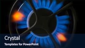  Presentation with flame - Beautiful theme featuring methane - image of a gas stove backdrop and a navy blue colored foreground