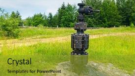  Presentation with methane - PPT theme featuring methane - old abandoned borehole in mountains background and a gold colored foreground