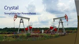  Presentation with methane - Amazing theme having methane - two oil pump in russia backdrop and a sky blue colored foreground