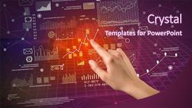  Presentation with female - Cool new presentation theme with method research - female hand touching charts backdrop and a tawny brown colored foreground