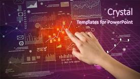  Presentation with female - PPT theme consisting of method research - female hand touching charts background and a  colored foreground