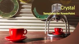 Presentation with machine - Beautiful slide set featuring methods making coffee - manual old school espresso maker backdrop and a tawny brown colored foreground
