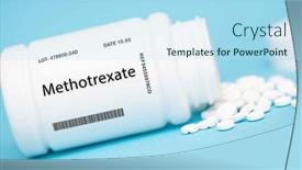  Presentation with cancer drug - Slide deck with methotrexate-immunosuppressant-and-antineoplastic-drug background and a light blue colored foreground