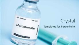  Presentation with cancer drug - PPT theme featuring methotrexate-immunosuppressant-and-antineoplastic-drug background and a sky blue colored foreground