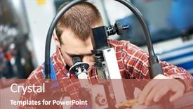  Presentation with quality of work life - Beautiful theme featuring calibre - worker in uniform checking quality backdrop and a coral colored foreground