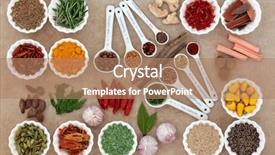  Presentation with herb - Beautiful presentation featuring metrics - herb and spice selection backdrop and a coral colored foreground