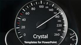  Presentation with car - Beautiful presentation featuring metrics - speedometer of a car showing backdrop and a dark gray colored foreground