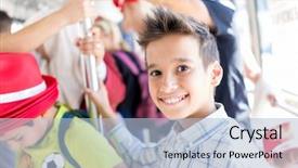  Presentation with children bully - Presentation having metro airport - children on travel background and a light blue colored foreground