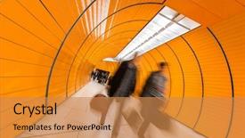  Presentation with movement - Amazing slides having metro airport - people rushing through a subway backdrop and a gold colored foreground