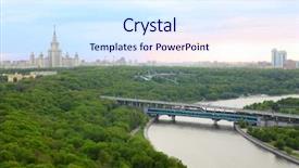  Presentation with bridge - PPT theme having metro bridge moscow state university background and a sky blue colored foreground