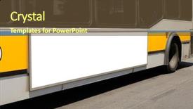  Presentation with bus - PPT theme enhanced with metro card - billboard close-up on side background and a tawny brown colored foreground