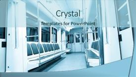  Presentation with illuminated - Colorful slides enhanced with bus commuter rail - blue contemporary illuminated carriage interior backdrop and a light blue colored foreground