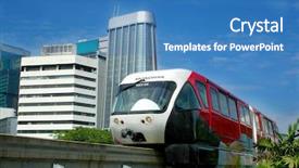  Presentation with city - Colorful slide set enhanced with monorail in city backdrop and a teal colored foreground