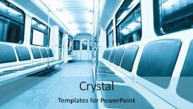  Presentation with go to shin okubo subway - PPT theme consisting of bus commuter rail - subway inside background and a light blue colored foreground