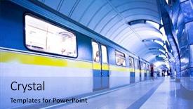  Presentation with crowd - Slides with platform in subway and people background and a light blue colored foreground