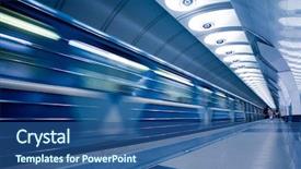  Presentation with metro rail - Audience pleasing slides consisting of metro rail - train on platform in subway backdrop and a ocean colored foreground