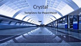  Presentation with train - Cool new presentation theme with two trains on underground platform backdrop and a light blue colored foreground