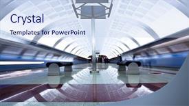  Presentation with train - Amazing theme having two trains on underground platform backdrop and a sky blue colored foreground