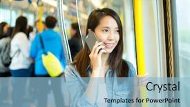  Presentation with chat - Cool new presentation theme with underground economy - woman chat on cellphone backdrop and a  colored foreground