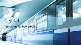  Presentation with metro rail - Presentation design having metro rail - blue fast train stay background and a light blue colored foreground