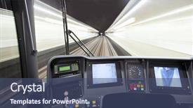  Presentation with cockpit - Presentation theme with metro rail - cockpit of a modern subway background and a ocean colored foreground