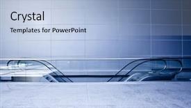  Presentation with gray - Amazing slides having metro rail - gray escalators in corridor backdrop and a light blue colored foreground