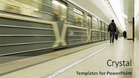  Presentation with metro rail - Beautiful theme featuring metro rail - train on a station backdrop and a mint green colored foreground