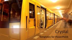  Presentation with metro rail - Amazing theme having metro rail - view of an underground station backdrop and a gold colored foreground