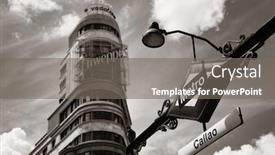  Presentation with spain - Slides featuring metro-sign-in-street background and a gray colored foreground