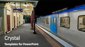  Presentation with end on the line - Amazing slide deck having metro station end backdrop and a dark gray colored foreground