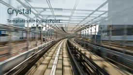  Presentation with tracks - Cool new presentation theme with metro subway tracks backdrop and a light blue colored foreground