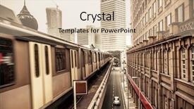  Presentation with metro train - Cool new presentation design with metro train in kuala lumpur backdrop and a soft green colored foreground