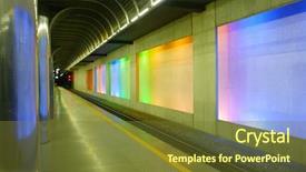  Presentation with light - Colorful slide deck enhanced with metro train tunnel - colorful light on subway platform backdrop and a tawny brown colored foreground