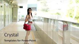  Presentation with metro train - Beautiful presentation theme featuring metro transportation - woman waiting for train backdrop and a mint green colored foreground