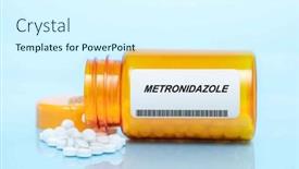  Presentation with prescription medication - Slide deck having metronidazole-drug-in-prescription-medication background and a cool aqua colored foreground