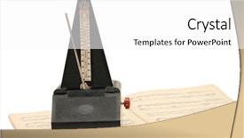  Presentation with sheet music - Cool new PPT theme with metronome on sheet music background backdrop and a white colored foreground