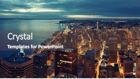  Presentation with seattle - Audience pleasing slide set consisting of metropolis - seattle rooftop panorama view backdrop and a tawny brown colored foreground