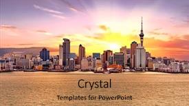  Presentation with washington dc city skyline - Presentation design having metropolis - skyline photo of the biggest background and a coral colored foreground