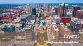  Presentation with usa - Slide deck having metropolis - st louis missouri usa downtown background and a coral colored foreground