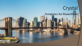  Presentation with brooklyn bridge - Beautiful slide deck featuring metropolitan - brooklyn bridge and manhattan backdrop and a light blue colored foreground