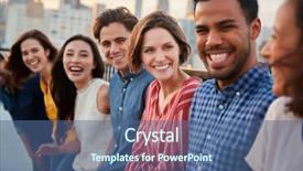  Presentation with city rooftop party - Slides having metropolitan - friends gathered on rooftop terrace background and a ocean colored foreground