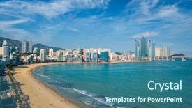  Presentation with metropolitan - Presentation design having metropolitan - gwangalli beach in busan south background and a ocean colored foreground